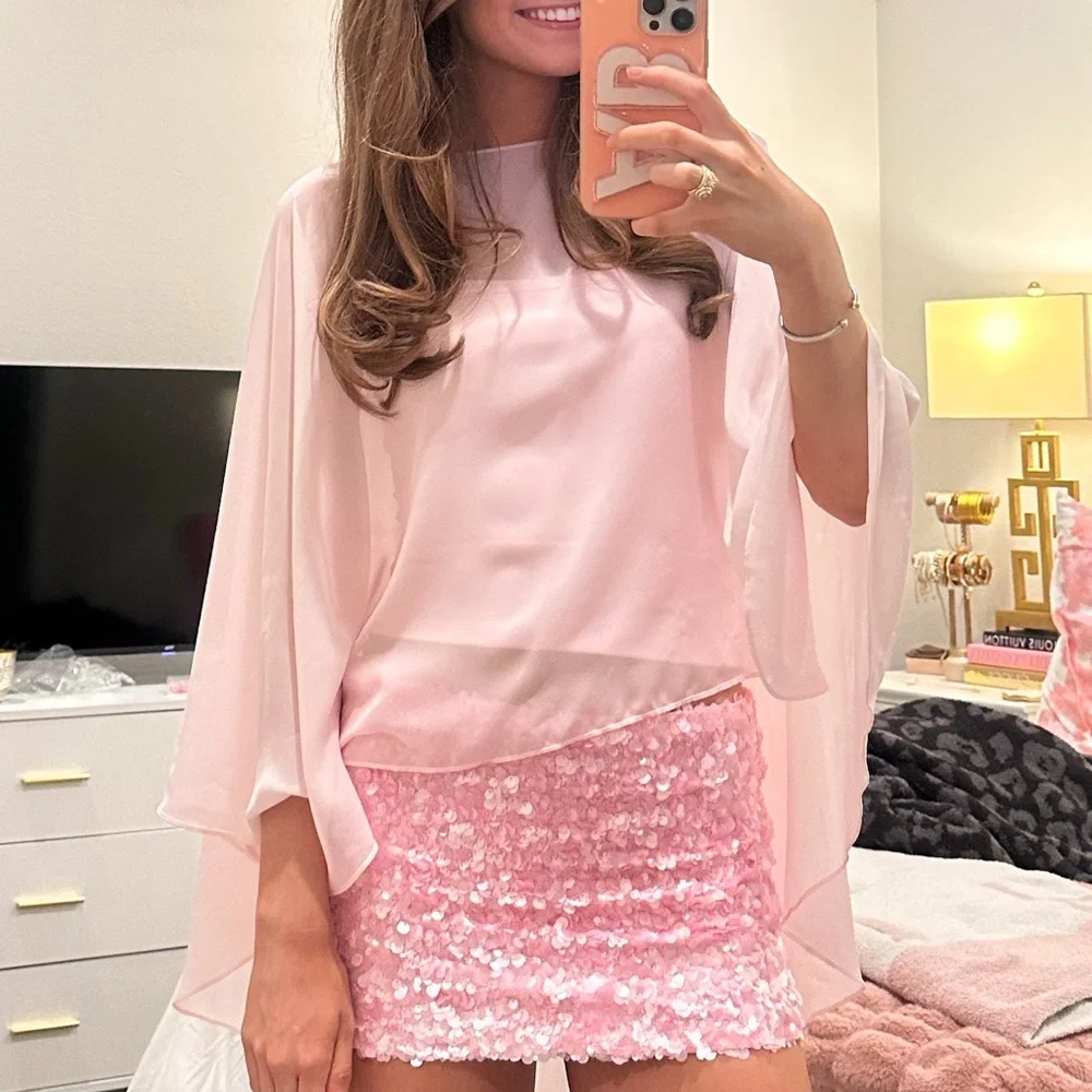 Edikted Pink Sequin Skirt - Picture 3 of 3